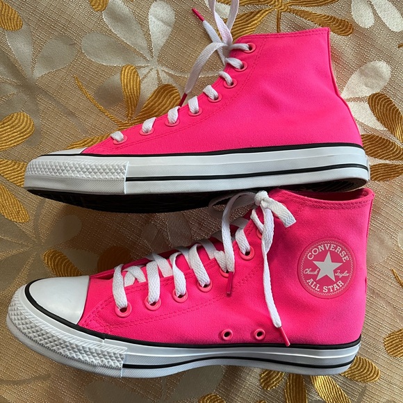 Converse Women's Neon Pink High-Tops - Picture 6 of 10